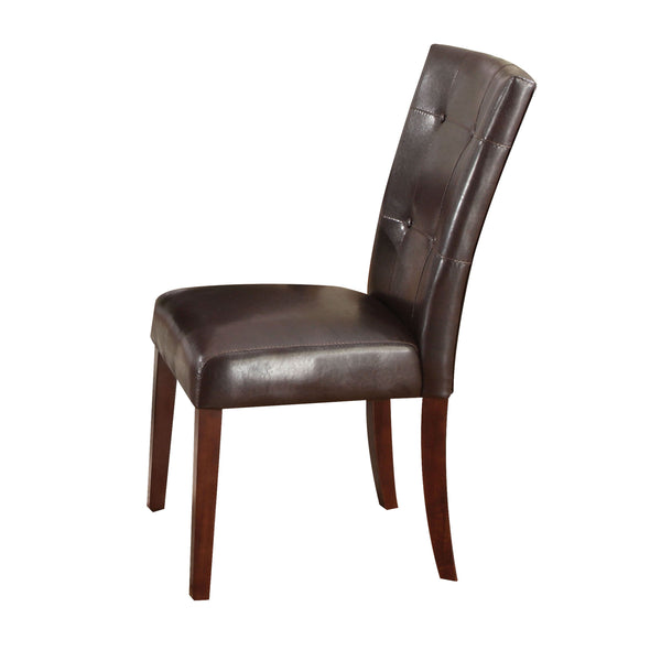English Elm Britney Parson Side Chair Set of 2 with Button-Tufted PU Upholstery, Padded Seat and Walnut Legs Brown,Walnut 41 L x 21 W x 13 H B2726P257323