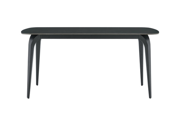 English Elm Modern Sintered Stone Rectangular Dining Table with Gold Accent Metal Base W3493S00015