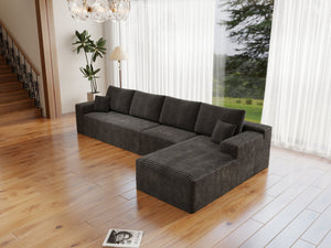 English Elm 131.9*68.9"Modular Sectional Sofa - Plush Corduroy, No Assembly, 4-Piece Design For Ultimate Comfort! W3819S00111