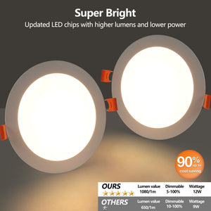 English Elm 6 Inch Canless Led Downlights 12 Pack Dimmable Ultra Thin Selectable Color Temp W1340P241304