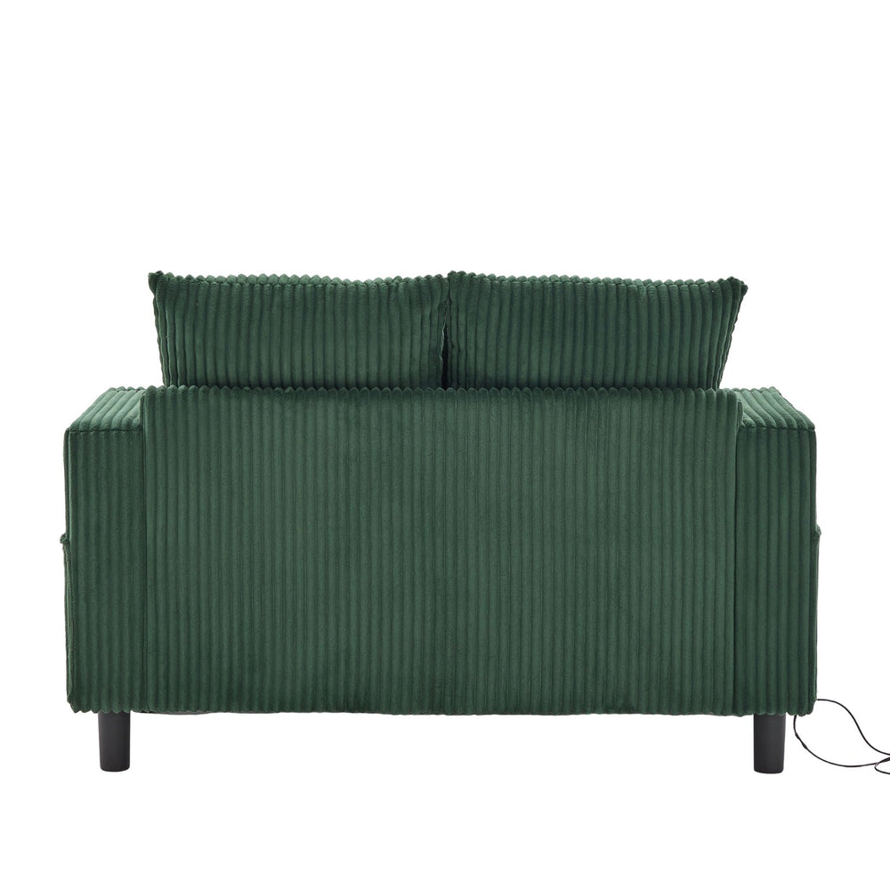 English Elm UNITED Corduroy Oversized Recliner Sofa with USB Type-C, RGB Light Strip, Cup Holders & Storage Emerald W1568S00202