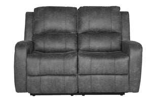 English Elm Recliner Loveseat with Manual Side Handle, Horizontal & Vertical Tufting, Plush Square Arms for Luxury Relaxation Smoke 57 L x 30 W x 26 H B089P240526