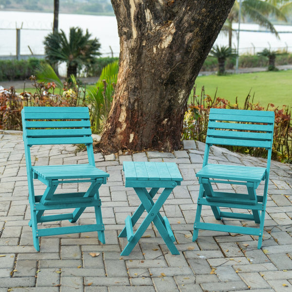 English Elm Riverstone Recycled Hdpe Folding Outdoor Bistro Table Weatherproof Patio Balcony Teal B2745P409702