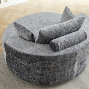 English Elm 55''l 55'l Chenille Swivel Lounge Chair Plush Foam Fill 360 Rotation Modern Living Room Grey W834S00641