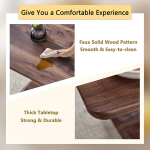 English Elm Modern Walnut MDF Rectangular Coffee Table with Dark Brown Grain Sticker, Silver Trim, Ergonomic Height W1151P230544