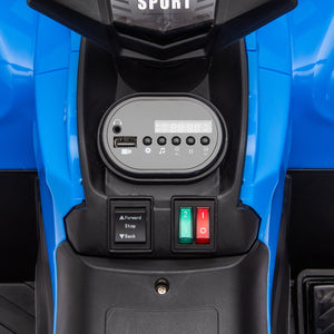 English Elm 24v Dual Motor Kids Atv Ride on with Led Lights Bluetooth Storage Racks Off Road Blue W1578P390449