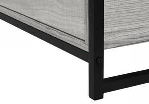 English Elm Tv Stand 48 Inch Console Media Center with Black Metal Frame, Two Drawers & Open Shelves for Compact Living Spaces Grey 52 L x 18 W x 7 H B2710P221333
