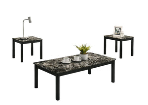 English Elm Contemporary 3-Piece Table Set With Faux Marble Top & Sturdy Wooden Legs - Modern Living Room Style B2741P391796