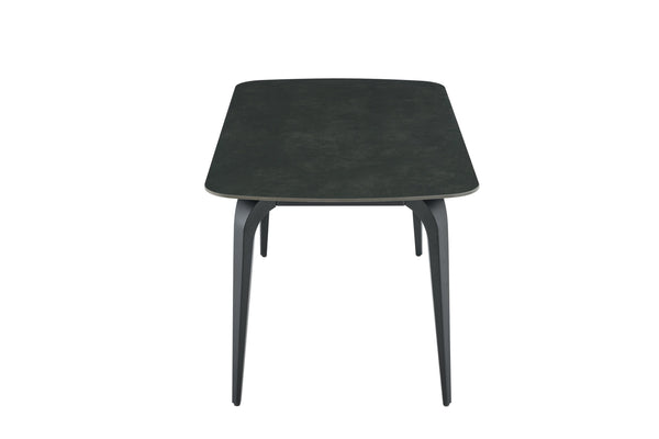 English Elm Modern Sintered Stone Rectangular Dining Table with Gold Accent Metal Base W3493S00015