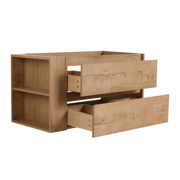 English Elm 36" Wall Mounting Bathroom Vanity with Soft-Close 2/3 Drawers, Adjustable Side Shelf, Water-Resistant Finish W999P168519