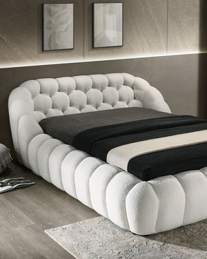 English Elm Eye-catching Gray Chenille Queen Platform Bed Tufted Headboard Modern Bedroom B2741S00822