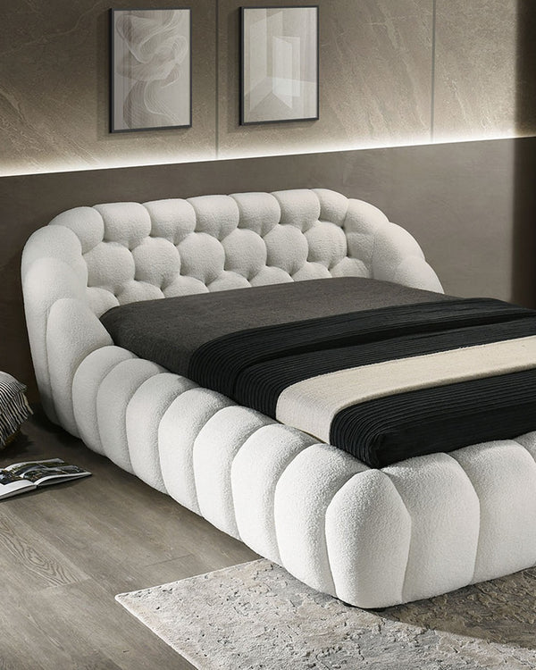 English Elm Eye-catching Gray Chenille Queen Platform Bed Tufted Headboard Modern Bedroom B2741S00822