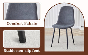 English Elm Table Modern Black Marble Dining Set With 4 Dark Gray Linen Chairs - Stylish, Stable, Easy Assembly W1151S03838-GIGA