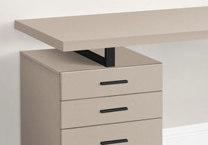 English Elm Computer Desk For Home Office - Reversible Setup, Stylish Storage, 48" Beige Laminate & Black Metal B2710P219871