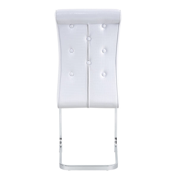 English Elm Luxury Pu Upholstered Dining Chair Set of 4 with Channel Stitching and Metal Legs White W1512P491873