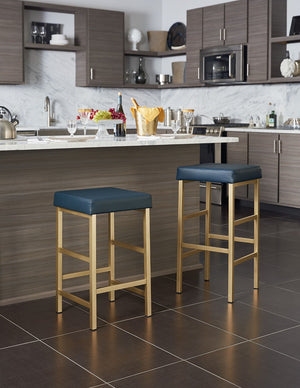 OSP Home Furnishings 30" Gold Backless Stool Blue