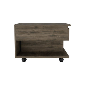 English Elm Luanda Lift-Top Coffee Table with Locking Casters, Concealed Storage & Open Display Shelf Brown 27.2 L x 26.4 W x 5.5 H B20091884