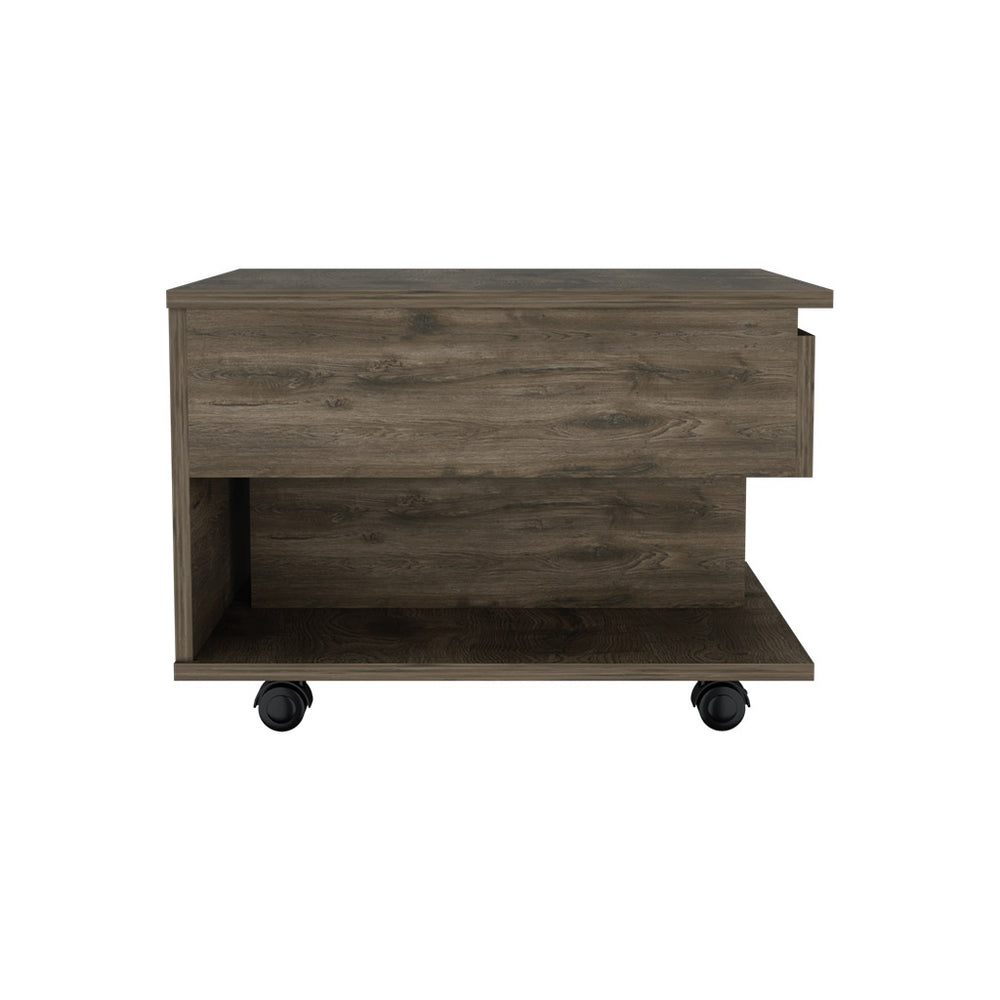 English Elm Luanda Lift-Top Coffee Table with Concealed Storage, Locking Casters & Open Shelf for Living Space Brown 27.2 L x 26.4 W x 5.5 H B07091884