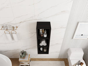 English Elm 12 Inch Wall Mounted Open Shelf Tower Dark Oak Finish for Bathroom or Study W1972P457978