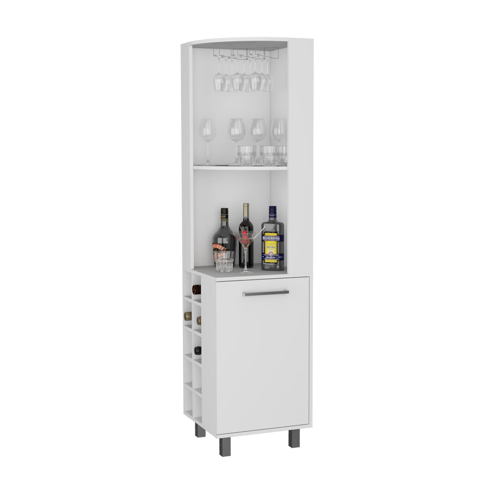 English Elm Fm Furniture Leah Corner Bar Cabinet with Wine Rack Open Shelves White Modern B128S00045