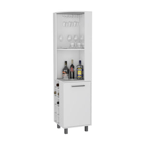 English Elm Fm Furniture Leah Corner Bar Cabinet with Wine Rack Open Shelves White Modern B128S00045