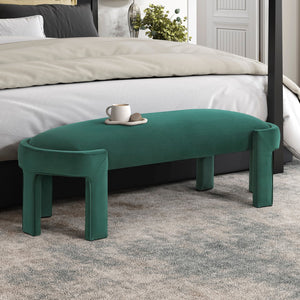English Elm Stylish Upholstered Bench with Velvet Foam Cushion, Sturdy Plywood Frame, 300lb Capacity, Modern Entryway Seat Green 51.5 L x 11 W x 21.5 H B011P361965