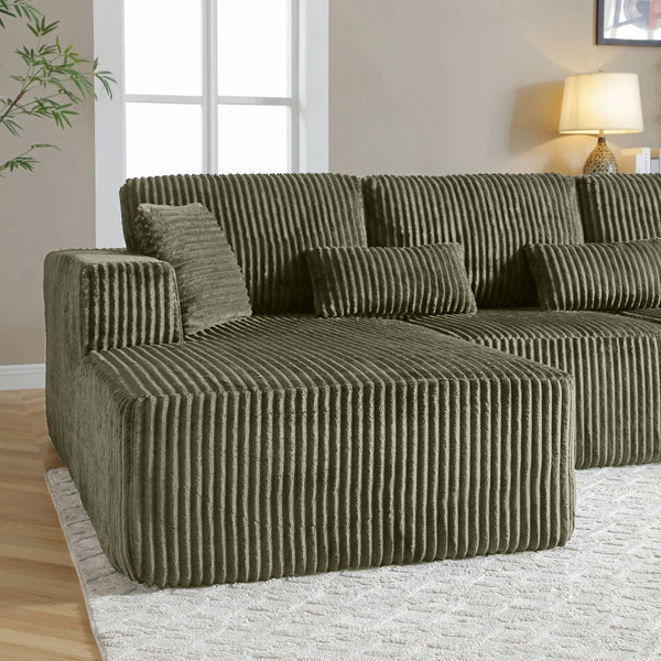 English Elm 109'' Modular Cloud Sectional Corduroy L-shape Deep Seat Sofa for Living Room W1117S00308