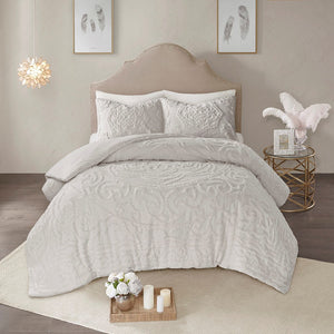 English Elm 3-Piece Tufted Cotton Chenille Medallion Comforter Set Full/Queen Boho Shabby Chic OEKO-TEX Grey 18.9 L x 14.57 W x 13.39 H B03597078