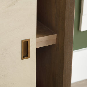 Crestview Collection Rustic 4 Door Media Credenza - Elegant Bayur Wood Sideboard With Cream Doors & Cord Management Brown Solid Wood Cvfdr1049