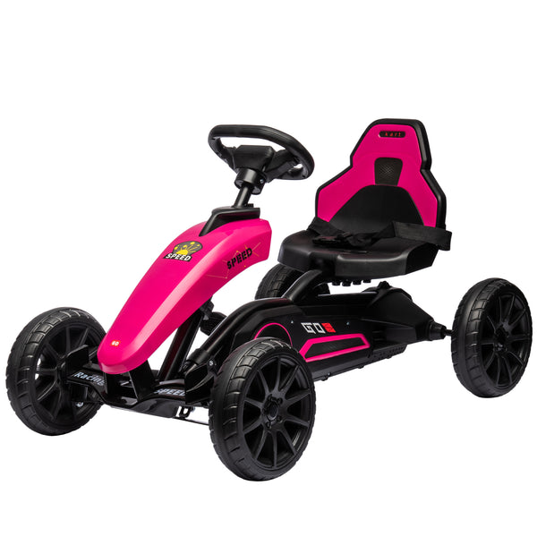 English Elm Aosom Kids Pedal Go Kart Sporty Ride on with Adjustable Seat and Eva Wheels Pink W2225P229170