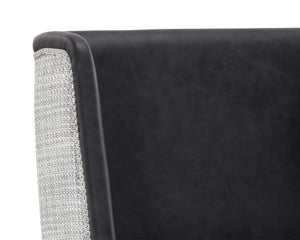 Sunpan Joplin Elegant Bar/Counter Stool with Luxurious Upholstery and Stylish Metal Frame for Modern Spaces Antique Brass, Cantina Black / Vera White Pepper