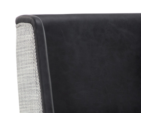 Sunpan Joplin Elegant Bar/Counter Stool with Luxurious Upholstery and Stylish Metal Frame for Modern Spaces Antique Brass, Cantina Black / Vera White Pepper