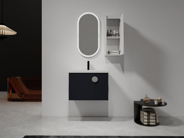 English Elm 12" Bathroom Side Cabinet - Space-Saving Wall-Mount Design With Soft-Close Doors & Modern Style W999P248644