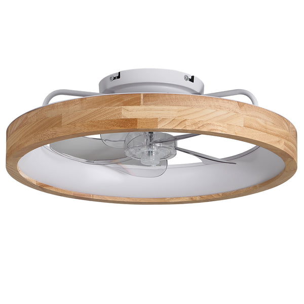 English Elm 20 Inch Flush Mount Wooden Ceiling Fan with Dimmable Led Light Remote Bedroom W2312P475727