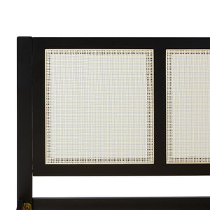 English Elm Walker Edison - Boho Solid Rubberwood Rattan Headboard Bedframe in Black — Platform Design, Coastal Modern Appeal King B185P326688