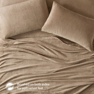 English Elm 4 Pcs Queen Micro Plush Sheet Set - Ultra-Soft Taupe Bedding For Year-Round Cozy Comfort & Style B035P319764