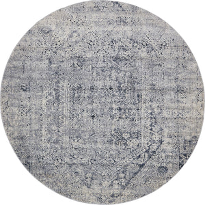 Unique Loom Chateau Quincy Machine Made Abstract Rug Gray, Beige/Navy Blue 8' 0" x 8' 0"