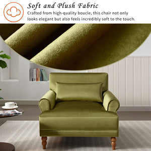 English Elm Mirod Oversized Polyester Accent Chair with Column Legs and Ergonomic Lumbar Support Green N760S0000028C