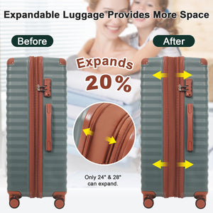 English Elm Luggage 5 Piece Abs Hardshell Travel Set with Usb Port Spinner Wheels and Tsa Lock Grey Green N732P265290Y