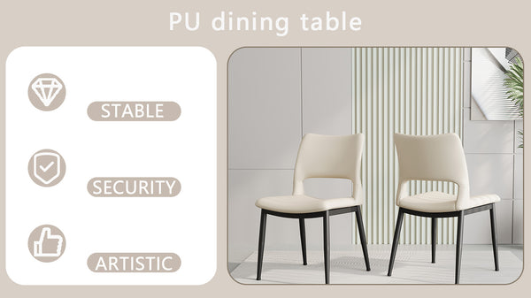 English Elm Modern Pu Leather Dining Chair Set with Ergonomic Backrest and Powder Coated Metal Frame White Pu W1727P426736