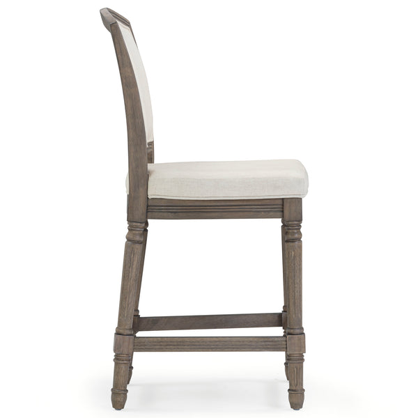 English Elm 26" Counter Stool Weathered Frame Woven Upholstery Turned Legs Kitchen Island Seating Gray B2751P436455