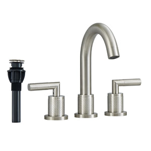 English Elm Bathroom Faucet Brushed Nickel 2 Handle Widespread Sink Faucet With 360° Swivel Spout & Drain T3177P277502