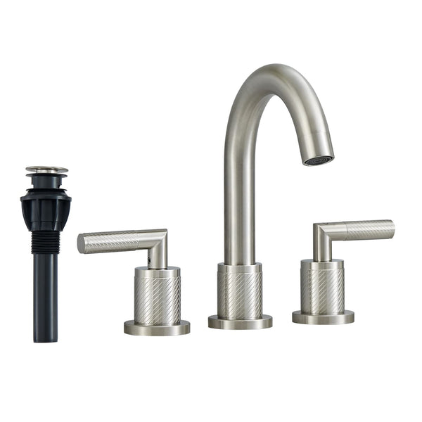English Elm Bathroom Faucet Brushed Nickel 2 Handle Widespread Sink Faucet With 360° Swivel Spout & Drain T3177P277502