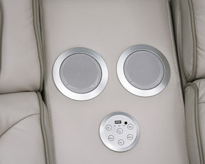 English Elm Jazmina Power Reclining Sofa Loveseat Set with Led Lighting and Bluetooth Speakers White B2749S00347