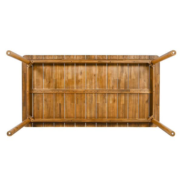 English Elm Christopher Knight Home® - Visola Teak Acacia Wood 67" Outdoor Dining Table – Durable Slatted Top, Curved Edges, Premium Patio Classic N775P235144T