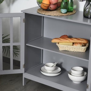 English Elm kleankin Grey Sideboard Buffet Cabinet with 2 Acrylic Doors, MDF Credenza for Kitchen Living Room Storage and Elevated Base (31.5") W2225P229410