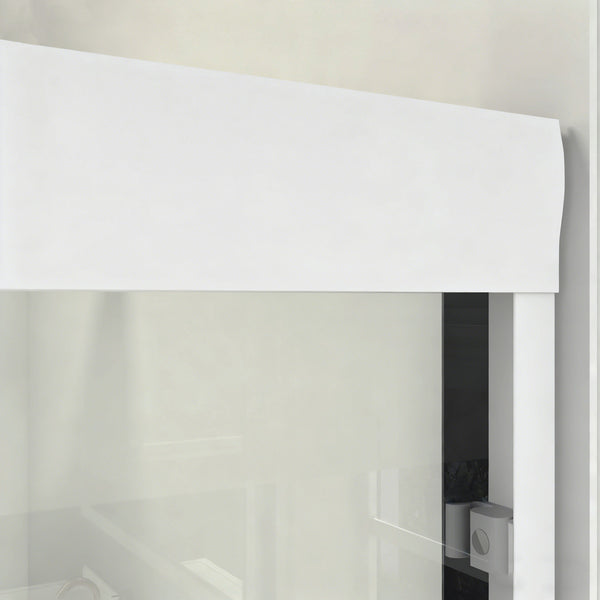English Elm 44" Semi-frameless Double Sliding Shower Door Brushed Gold Tempered Glass Walk-in White W1920P385296