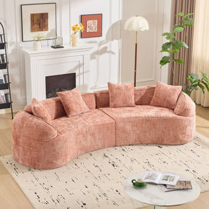English Elm Pink Curved Compressed Sofa — Nordic Soft Foam & Spring Seating, Easy Setup, Stylish Centerpiece W3612S00010