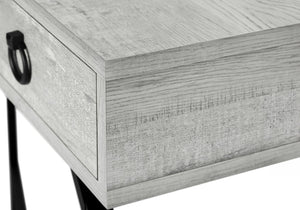 English Elm Accent Table Rustic Wood-Look End Table with Black Metal X Base, Nightstand with Drawer for Living Room Grey 52 L x 15 W x 6 H B2710P219290