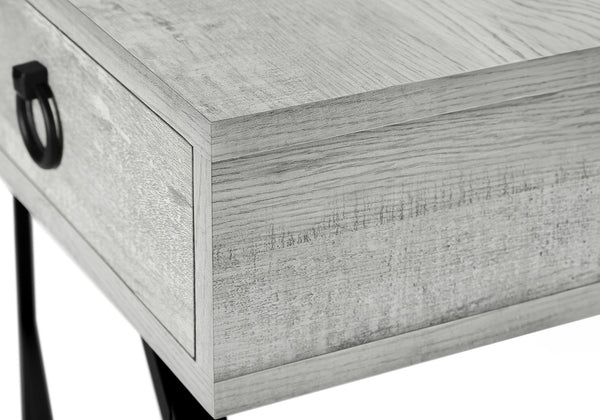 English Elm Accent Table Rustic Wood-Look End Table with Black Metal X Base, Nightstand with Drawer for Living Room Grey 52 L x 15 W x 6 H B2710P219290